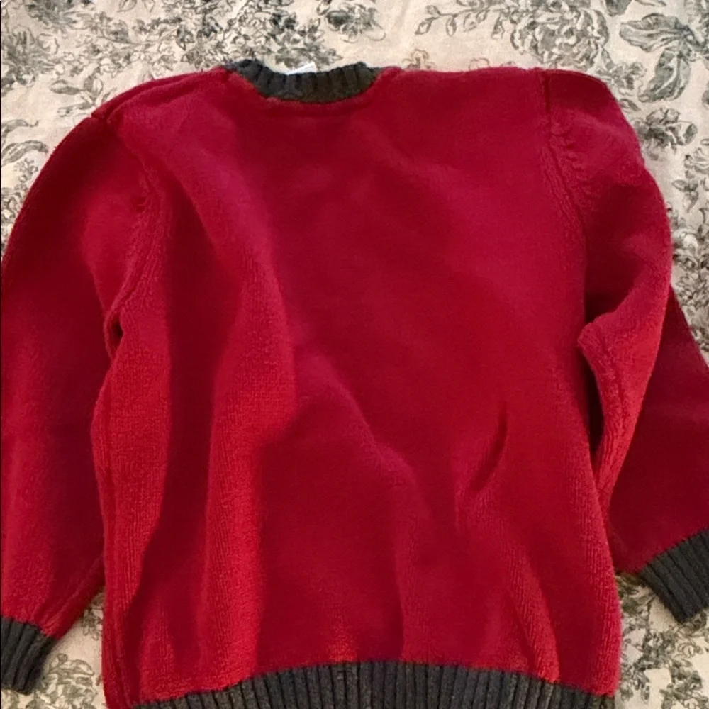 Gymboree Red Sweater Cardigan with Gray Trim